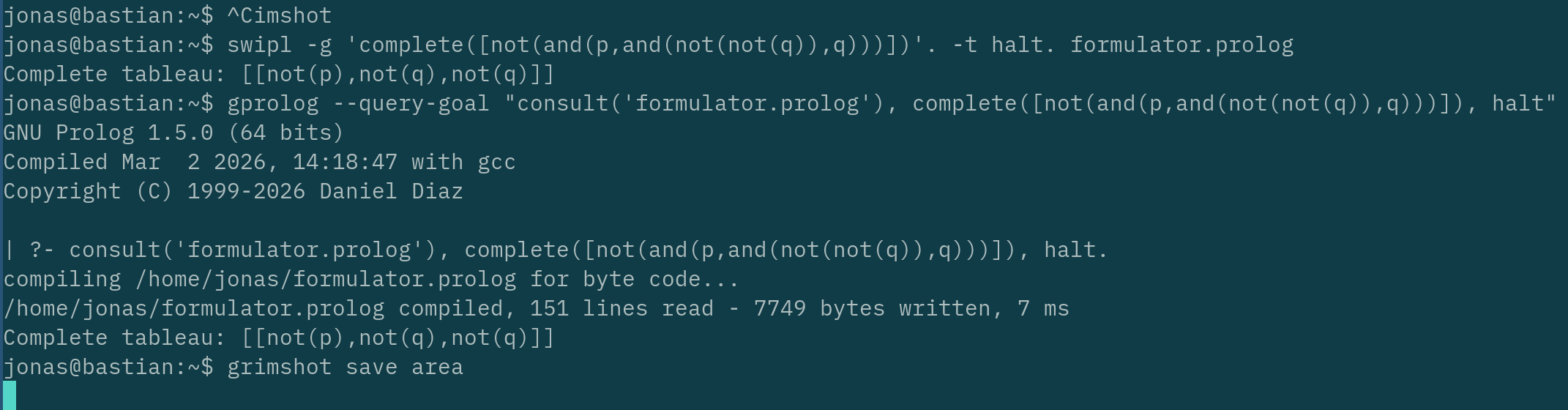 screenshot of commands for random formula
